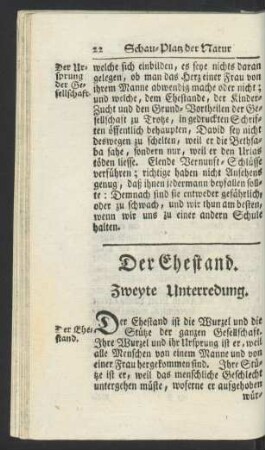 Zweyte Unterredung. Der Ehestand.