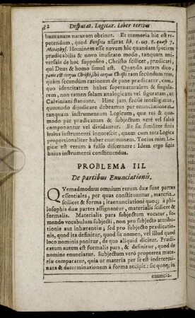 Problema III. De partibus Enunciationis.