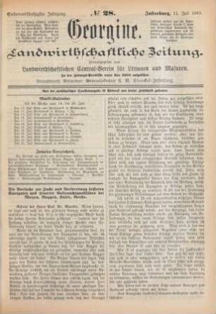 Siebenundfünfzigster Jahrgang. No. 28. Insterburg, 11. Juli 1889.