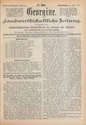 Siebenundfünfzigster Jahrgang. No. 28. Insterburg, 11. Juli 1889.