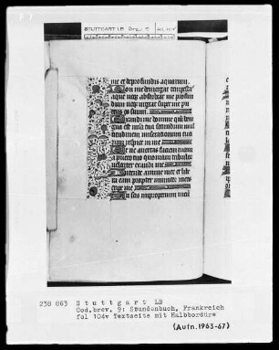 Lateinisch-französisches Stundenbuch (Livre d'heures) — Teilbordüre, Folio 104verso