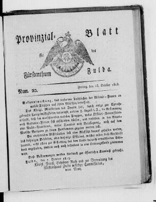 Num. 20., Ausgabe vom 13. Oktober 1815