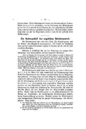 Die Bodenpolitik der englischen Arbeiterpartei
