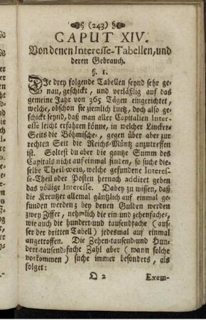 Caput XIV. Von denen Interesse-Tabellen, und deren Gebrauch.