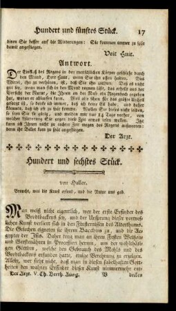 Hundert und sechstes Stück