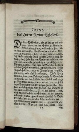 Vorrede des Herrn Rector Schellers.