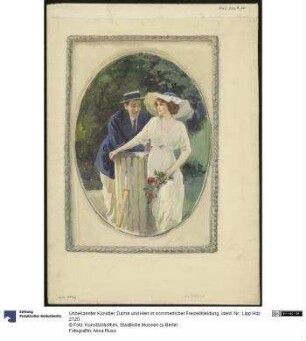 Dame und Herr in sommerlicher Freizeitkleidung