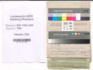 Entnazifizierung Karl Hansen , geb. 27.08.1911 (Kaufm.Angestellter)