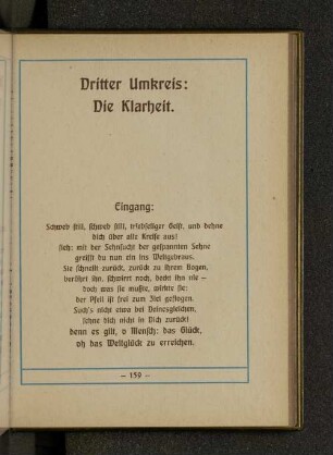 Dritter Umkreis: Die Klarheit.