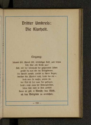 Dritter Umkreis: Die Klarheit.