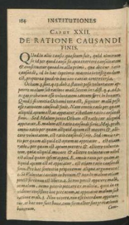 Caput XXII. De Ratione Causandi Finis.