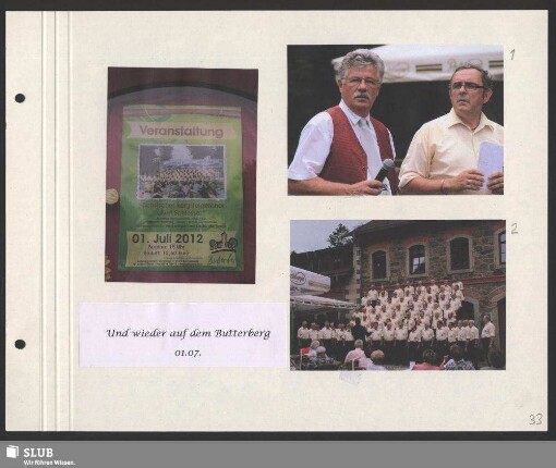 Die Sprecher für das Konzert des Sächsischen Bergsteigerchores auf dem Butterberg (Bild 1) : Li.: Herr John (Gastwirt), Re.: Michael Zschau