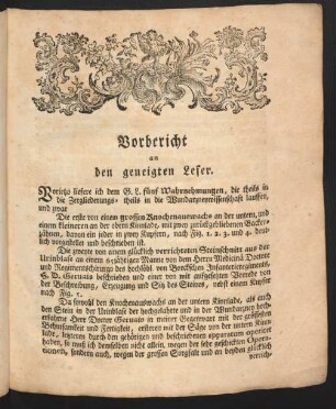 Vorbericht an den geneigten Leser.