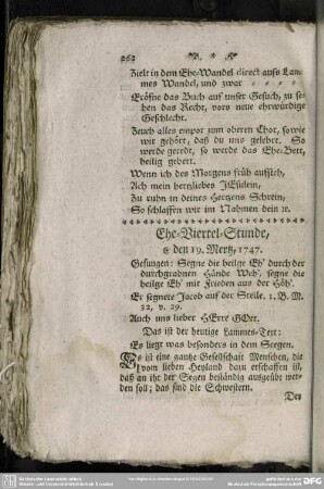 Ehe-Viertel-Stunde, den 19. Mertz, 1747