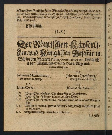 I2v-I4v, Der Römischen Käyserlichen, und Königlichen Majestät in Schweden, ...