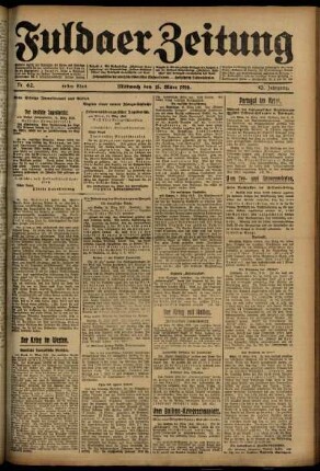 Erste Ausgabe vom Mittwoch, den 15. März 1916.