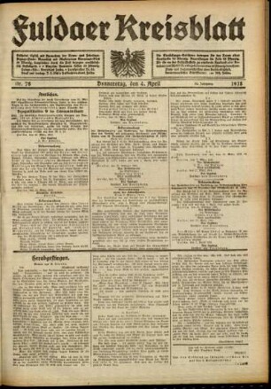 Ausgabe vom Donnerstag, den 04. April 1918.