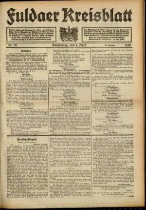 Ausgabe vom Donnerstag, den 04. April 1918.