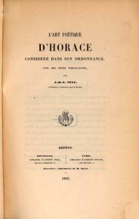 L' art poétique d'Horace considéré dans son ordonnance avec des notes explicatives