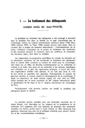 253-256, I. Le traitement des délinquants