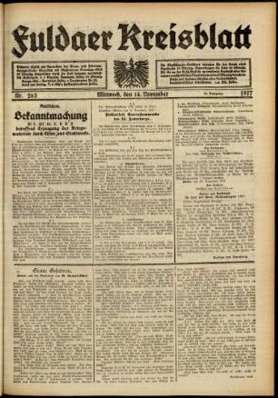 Ausgabe vom Mittwoch, den 14. November 1917.