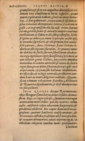 Commentariorvm De Statv Religionis Et Reipublicae In Regno Galliae ... Partis Libri ..., 5. Libri tres Henrico Tertio Rege