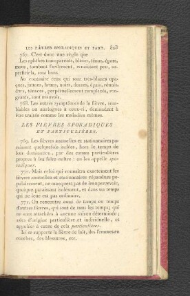 Les fièvres sporadiques et particulières.