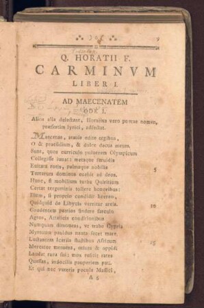Carminvm Liber I.