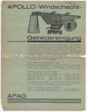 Apollo-Windschacht-Getreidereinigung