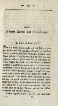 XXII. Kürzere Notizen und Bemerkungen