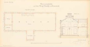 Hafen-Bauhof, Swinemünde: Zimmerwerkstätte: Grundriss, Schnitt 1:100