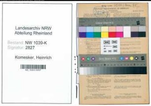 Entnazifizierung Heinrich Komesker , geb. 02.06.1892 (Tischler)