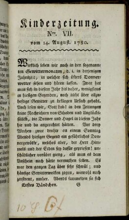 Nro. VII. vom 14. August. 1780.