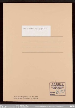 Briefe von Georg Dahl an Carl Wilhelm Cordier zu entomologischen Themen
