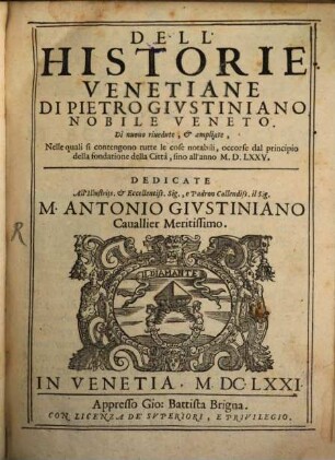 Dell'historie Venetiane