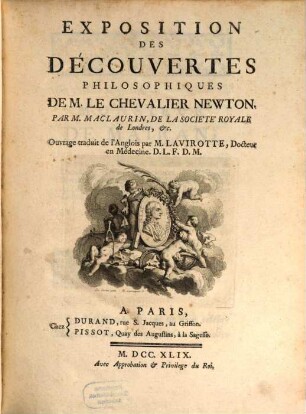 Exposition des Découvertes philosophiques de M. Newton ..