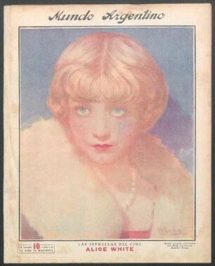 Las estrellas del cine - Alice White [Retrato] : Retrato ejecutado especialmente para Mundi Argentino por Rodolfo Wacha