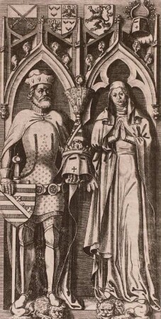 Sächsisches Kurfürstenpaar, Tafel 42. Kupferstich nach Grabplatte