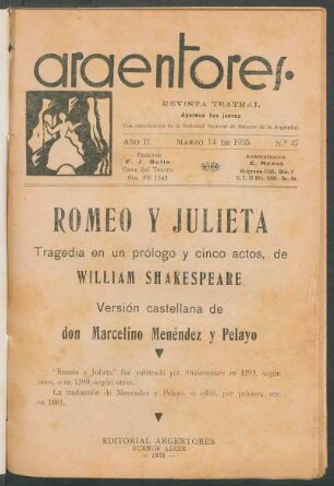 1935004700: Romeo y Julieta : tragedia en un prólogo y cinco actos