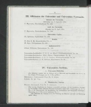 III. Officianten der Universität und Universitäts-Verwandte.