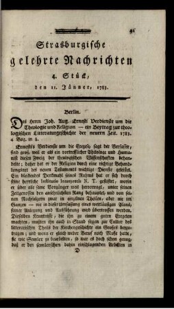 4. Stück, den 11. Jänner, 1783.