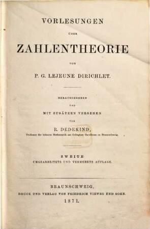 Vorlesungen über Zahlentheorie