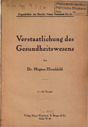 Verstaatlichung des Gesundheitswesens