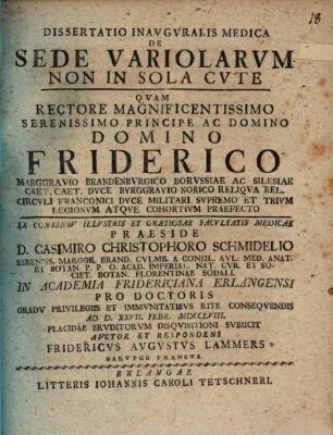 Dissertatio inauguralis medica de sede variolarum non in sola cute