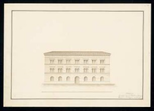 Münzgebäude, Fassade Monatskonkurrenz Juli 1835: Aufriss Straßenansicht; Maßstabsleiste