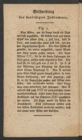 Beschreibung der benöthigten Instrumente