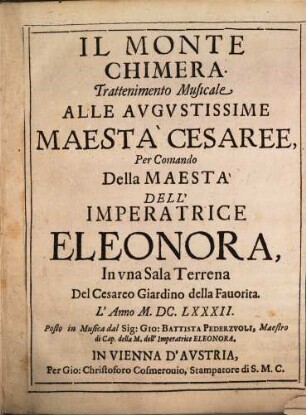 Il monte Chimera : Trattenimento musicale ...
