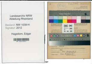 Entnazifizierung Edgar Hagedorn , geb. 18.02.1904 (Angestellter)