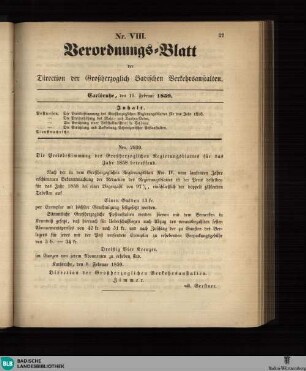 Verordnungs-Blatt der Direction der Großherzoglich-Badischen Verkehrsanstalten