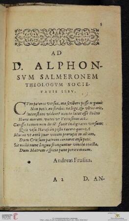 Ad D Alphonsum Salmeronem Theologum Societatis Iesv